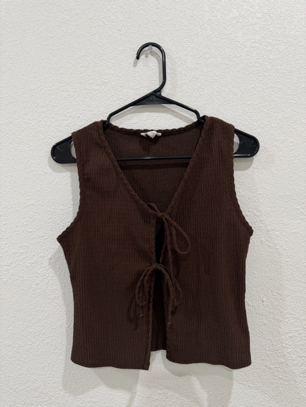 See You Monday Brown Tie-Front Sleeveless Tank Top